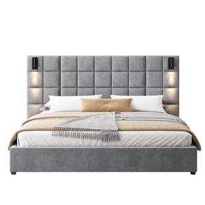 Upholstered Headboard King Bed (96'')