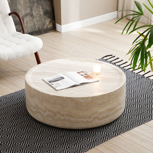 Round Marble-Pattern Coffee Table (31'')