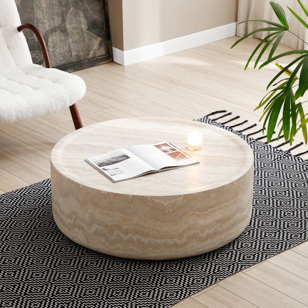 Round Marble-Pattern Coffee Table (31'')