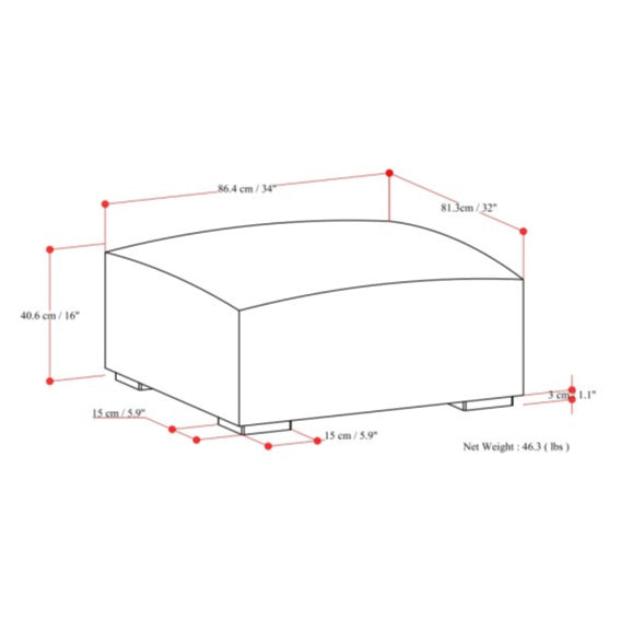 Upholstered Leather Ottoman (32'')