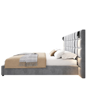 Upholstered Headboard King Bed (96'')
