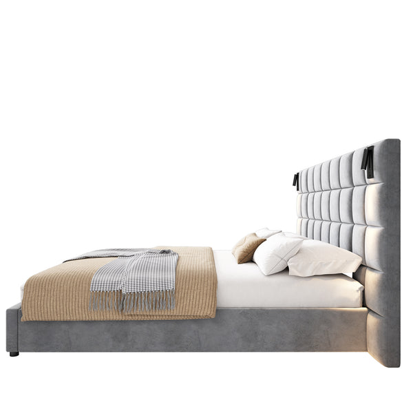 Upholstered Headboard King Bed (96'')