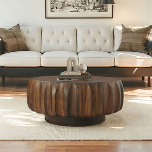 Round Carved Pattern Coffee Table (31'')