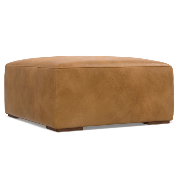 Upholstered Leather Ottoman (32'')