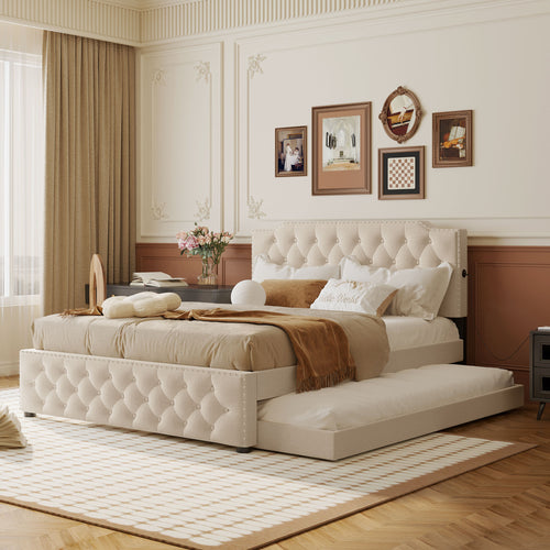 Upholstered Tufted Platform Bed (80'')
