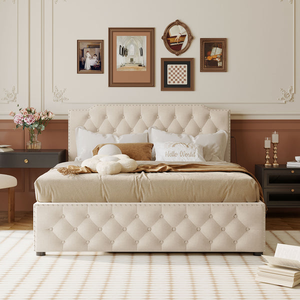 Upholstered Tufted Platform Bed (80'')