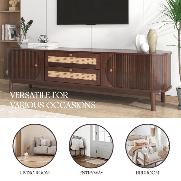 Rattan Storage Media Console (67'')