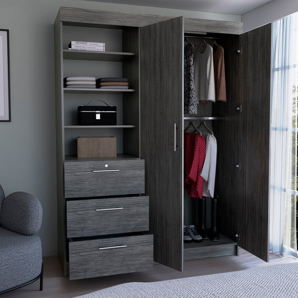 3-Tier Shelf and Drawers Armoire (59'')