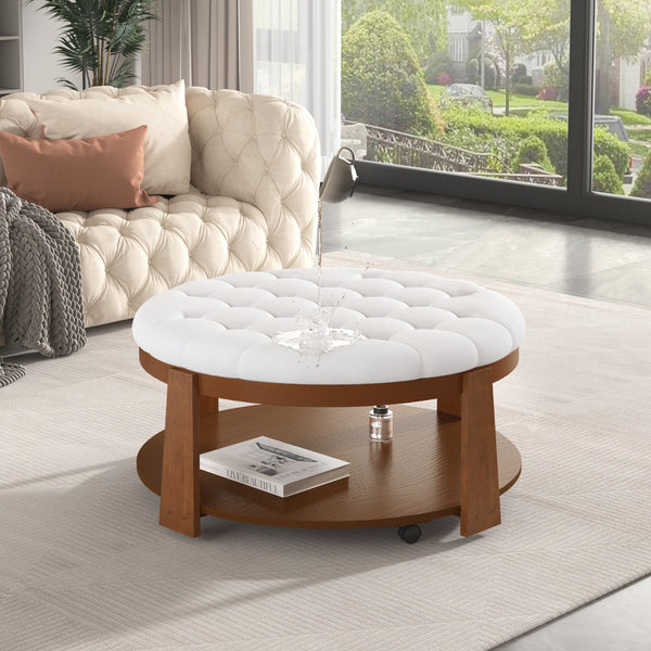 Round Upholstered Coffee Table (36'')