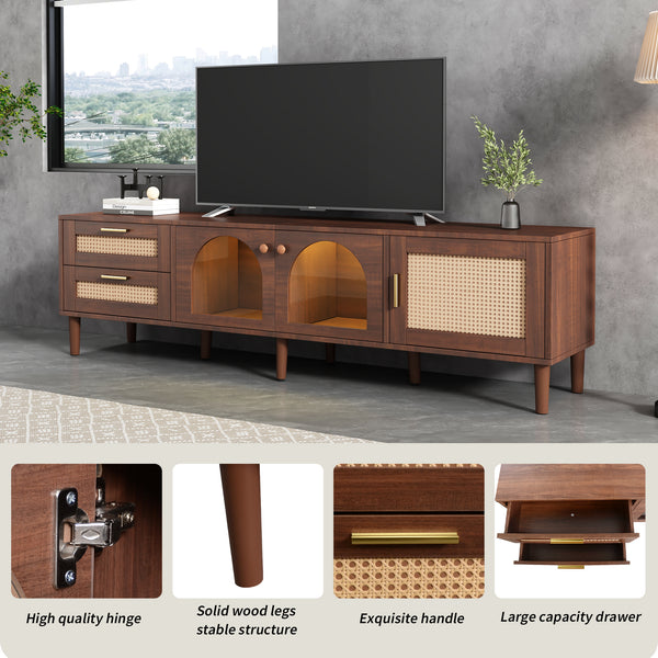Rattan Pattern Media Console (70'')