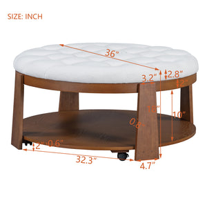 Round Upholstered Coffee Table (36'')