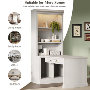 Modern Writing Desk with Bookshelf (35'')