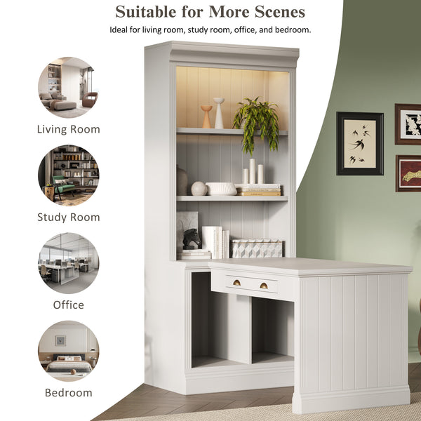 Modern Writing Desk with Bookshelf (35'')