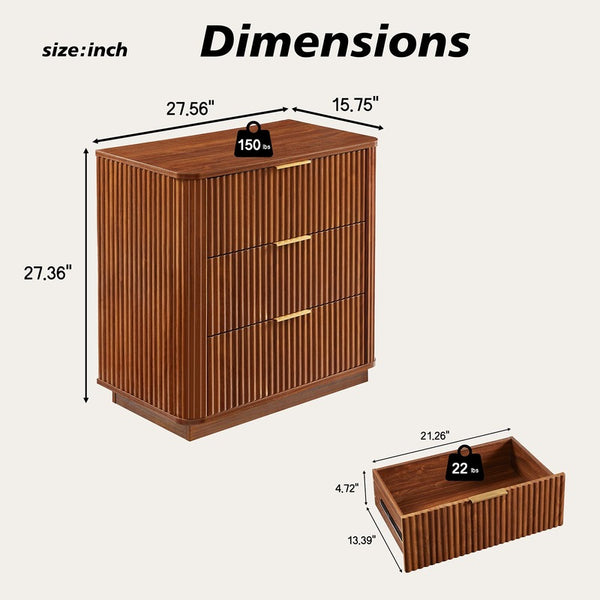 3-Drawer Curved Dresser (27'')