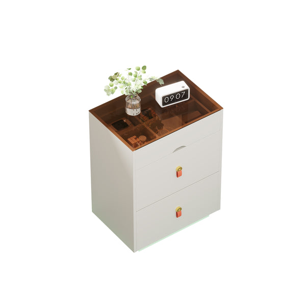 3-Drawer Glass Top Nightstand (30'')