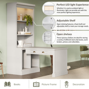 Modern Writing Desk with Bookshelf (35'')