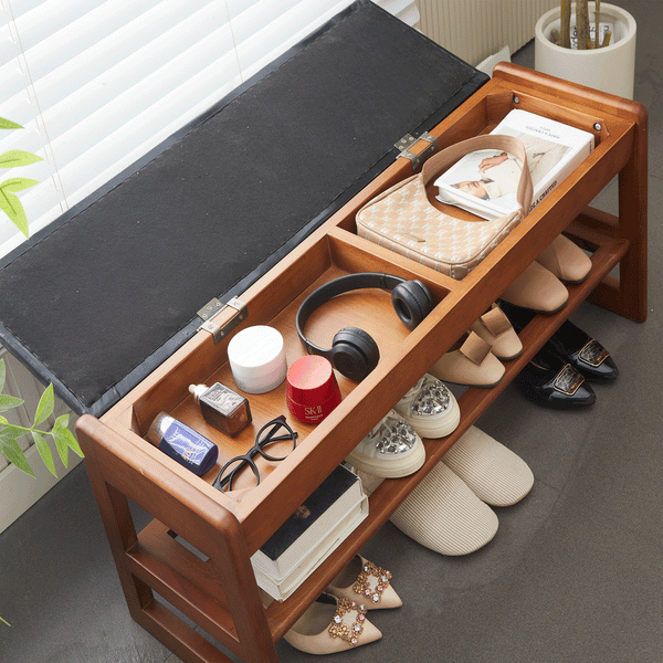 Wooden Storage Entryway Bench (39'')