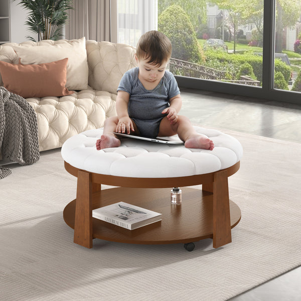 Round Upholstered Coffee Table (36'')