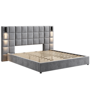 Upholstered Headboard King Bed (96'')