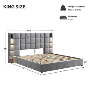 Upholstered Headboard King Bed (96'')