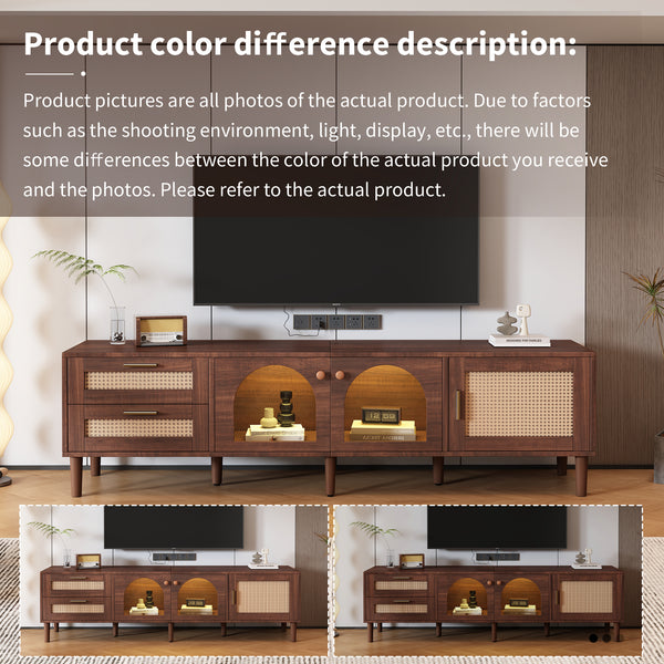 Rattan Pattern Media Console (70'')