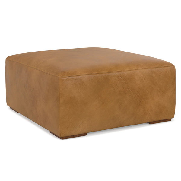 Upholstered Leather Ottoman (32'')
