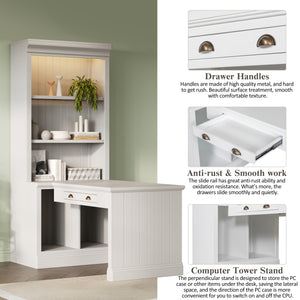 Modern Writing Desk with Bookshelf (35'')