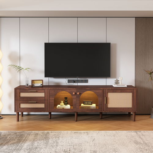 Rattan Pattern Media Console (70'')
