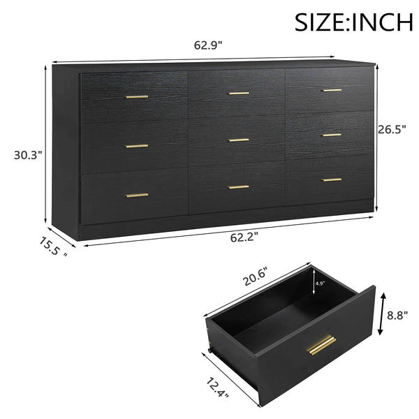 Modern 9-Drawer Dresser (63'')
