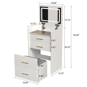 3-in-1 Corner Makeup Vanity (19'')