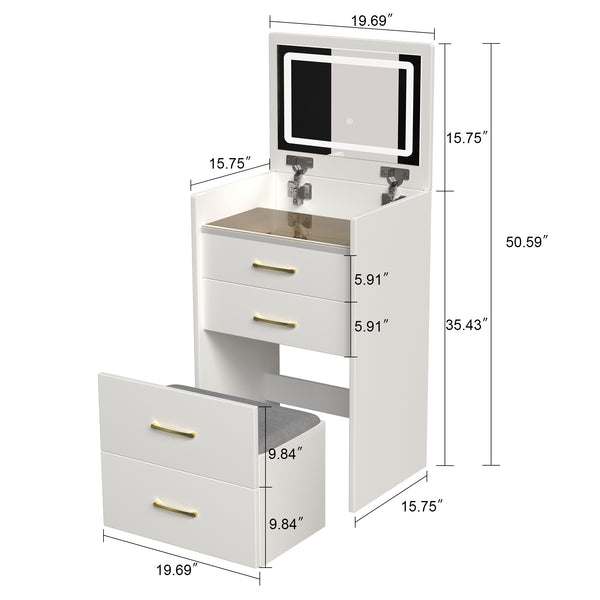 3-in-1 Corner Makeup Vanity (19'')