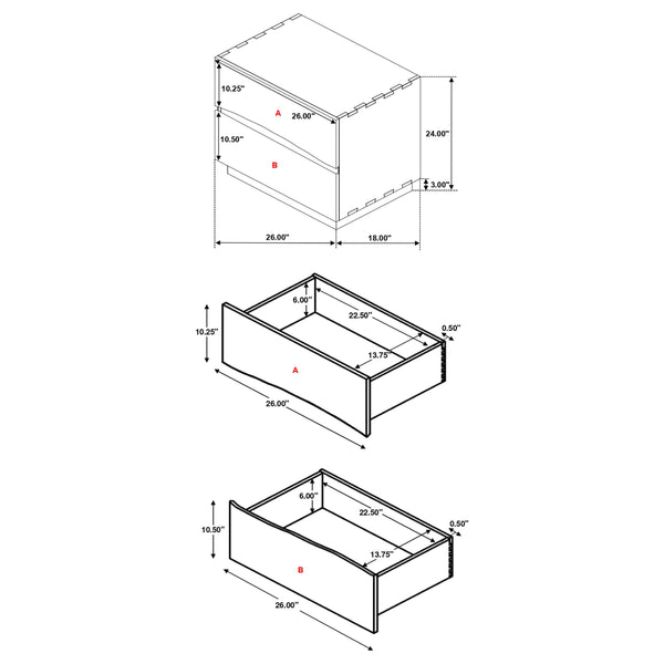 Smoked Walnut Finish Nightstand (26'')