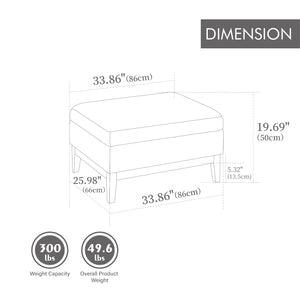 Wood Base Storage Ottoman (33'')