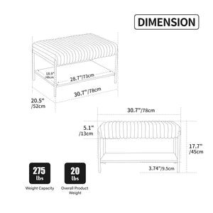 Open Storage Upholstered Bench (31'')