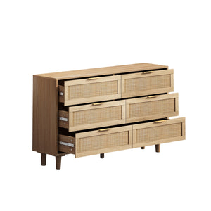 6-Drawers Rattan Dresser (51'')