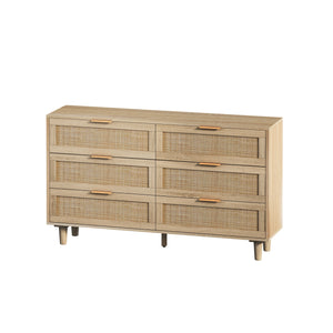 6-Drawers Rattan Dresser (51'')