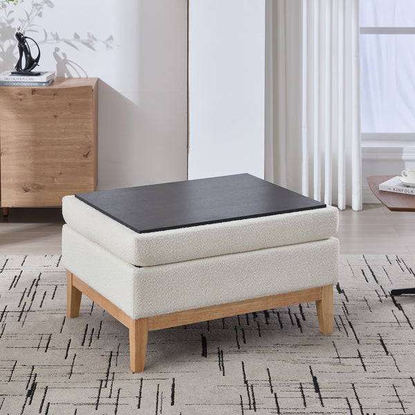 Wood Base Storage Ottoman (33'')
