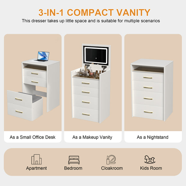 3-in-1 Corner Makeup Vanity (19'')