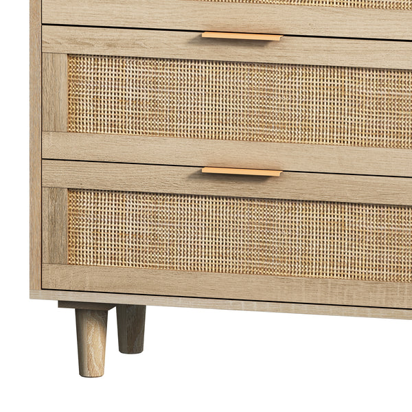 6-Drawers Rattan Dresser (51'')