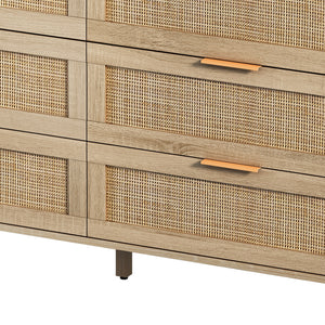6-Drawers Rattan Dresser (51'')
