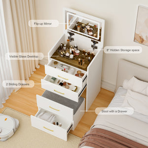 3-in-1 Corner Makeup Vanity (19'')