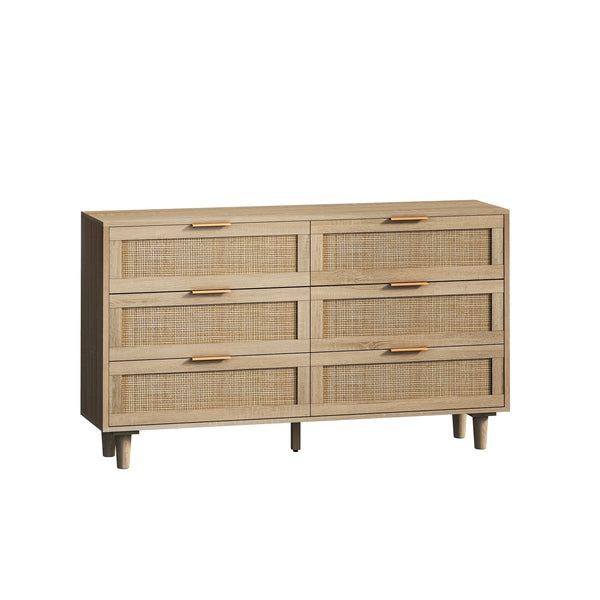 6-Drawers Rattan Dresser (51'')