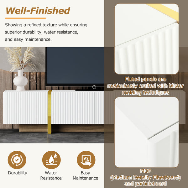 Modern Fluted Media Console (74'')