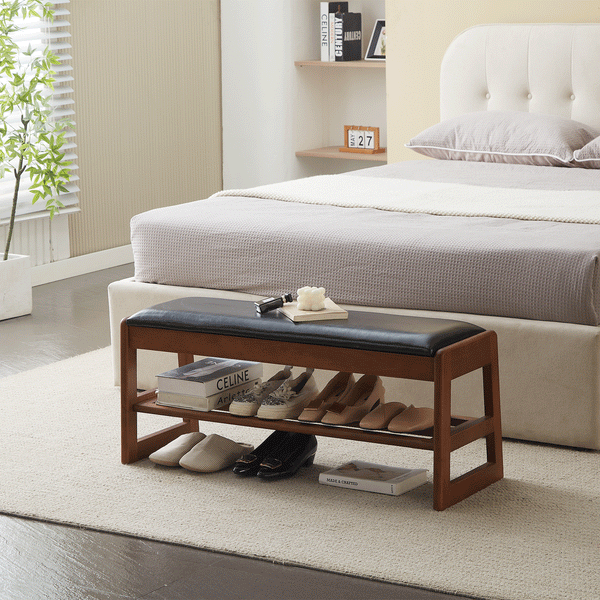 Wooden Storage Entryway Bench (39'')