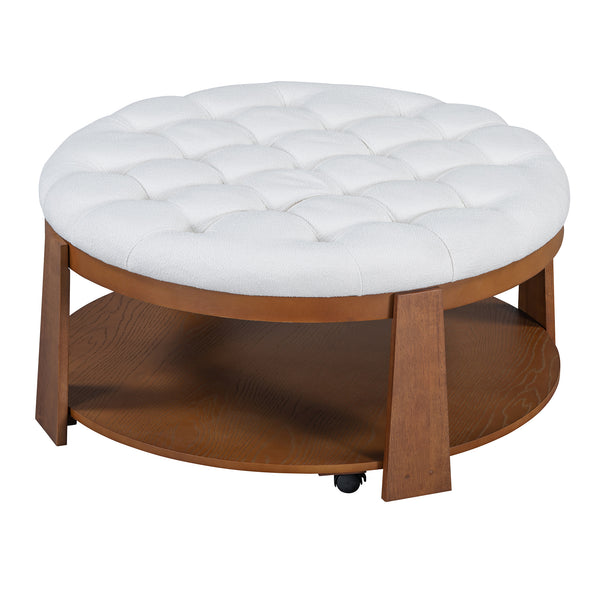Round Upholstered Coffee Table (36'')