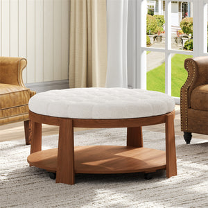 Round Upholstered Coffee Table (36'')