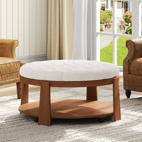 Round Upholstered Coffee Table (36'')