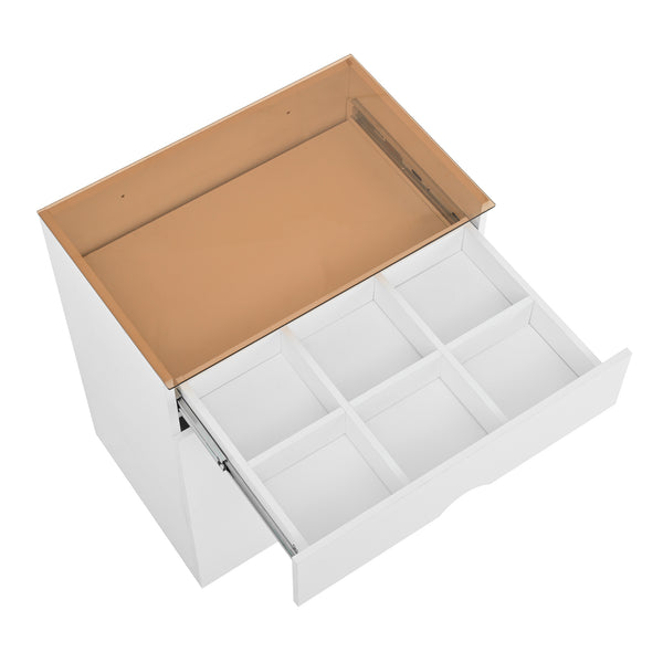 3-Drawer Glass Top Nightstand (30'')