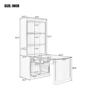 Modern Writing Desk with Bookshelf (35'')
