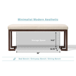 Metal Frame Upholstered Bench (48'')